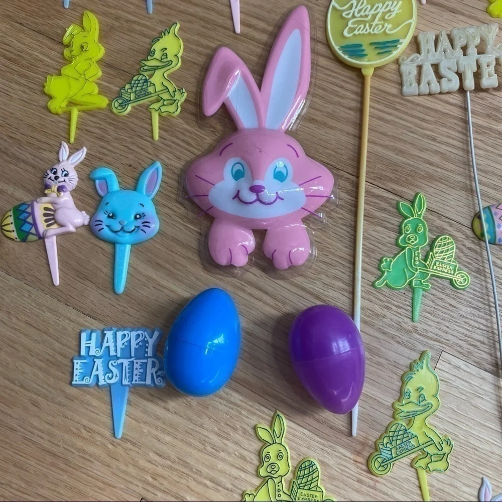 Vintage Easter Cake Decorations Pop Tops Bunny
